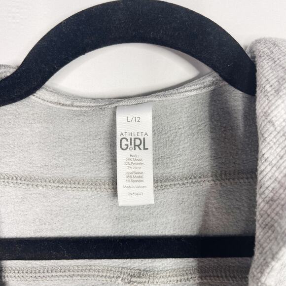 Athleta Girls Large 12 Heather Gray Open Front Cardigan Sweater Hoodie Modal - Picture 5 of 7